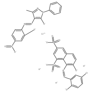 Chromate(3-), [8-[2-[5-chloro-2-(hydroxy-kappaO)phenyl]diazenyl-kappaN1]-7-(hydroxy-kappaO)-1,3-naphthalenedisulfonato(4-)][2,4-dihydro-4-[2-[2-(hydroxy-kappaO)-4-nitrophenyl]diazenyl-kappaN1]-5-methyl-2-phenyl-3H-pyrazol-3-onato(2-)-kappaO3]-, hydrogen (1:3) Structure