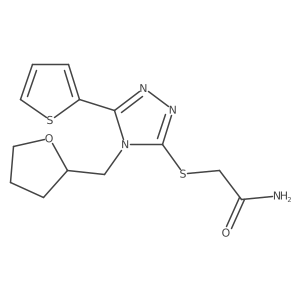 2-[4-(Oxolan-2-ylmethyl)-5-(2-thienyl)-1,2,4-triazol-3-ylthio]acetamide结构式