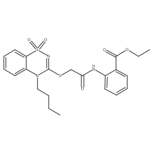 ethyl 2-(2-((4-butyl-1,1-dioxido-4H-benzo[e][1,2,4]thiadiazin-3-yl)thio)acetamido)benzoate结构式