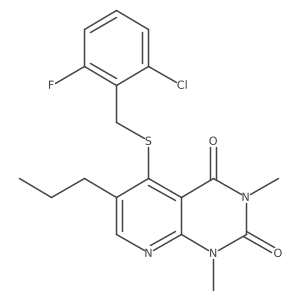 5-((2-chloro-6-fluorobenzyl)thio)-1,3-dimethyl-6-propylpyrido[2,3-d]pyrimidine-2,4(1H,3H)-dione结构式