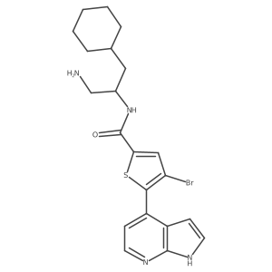 N-((S)-1-amino-3-cyclohexylpropan-2-yl)-4-bromo-5-(1H-pyrrolo[2,3-b]pyridin-4-yl)thiophene-2-carboxamide结构式