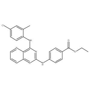 Ethyl 4-({4-[(4-chloro-2-methylphenyl)amino]pteridin-2-yl}amino)benzoate Structure