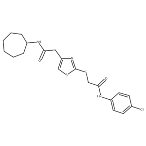 N-(4-chlorophenyl)-2-((4-(2-(cycloheptylamino)-2-oxoethyl)thiazol-2-yl)thio)acetamide结构式