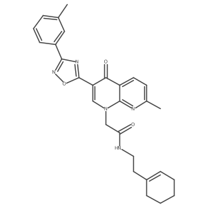 N-[2-(cyclohex-1-en-1-yl)ethyl]-2-{7-methyl-3-[3-(3-methylphenyl)-1,2,4-oxadiazol-5-yl]-4-oxo-1,4-dihydro-1,8-naphthyridin-1-yl}acetamide结构式