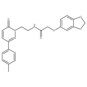 2-(benzo[d][1,3]dioxol-5-yloxy)-N-(2-(6-oxo-3-(p-tolyl)pyridazin-1(6H)-yl)ethyl)acetamide结构式