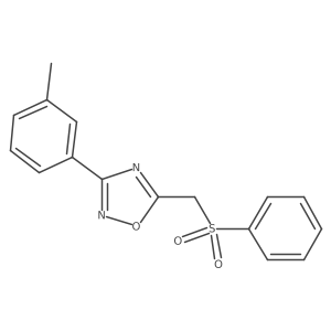Cc1cccc(-c2noc(CS(=O)(=O)c3ccccc3)n2)c1结构式