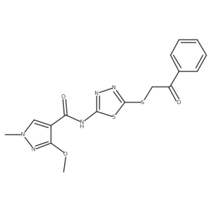 3-methoxy-1-methyl-N-(5-((2-oxo-2-phenylethyl)thio)-1,3,4-thiadiazol-2-yl)-1H-pyrazole-4-carboxamide Structure