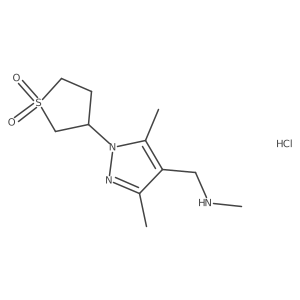 3-{3,5-Dimethyl-4-[(methylamino)methyl]-1H-pyrazol-1-YL}-1$L^{6}-thiolane-1,1-dione hydrochloride结构式