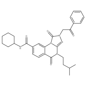 N-cyclohexyl-4-isopentyl-1,5-dioxo-2-(2-oxo-2-phenylethyl)-1,2,4,5-tetrahydro-[1,2,4]triazolo[4,3-a]quinazoline-8-carboxamide Structure