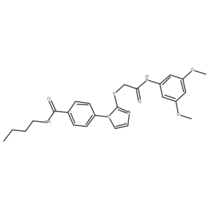 N-butyl-4-(2-((2-((3,5-dimethoxyphenyl)amino)-2-oxoethyl)thio)-1H-imidazol-1-yl)benzamide结构式