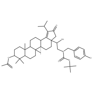 (3aR,5aR,5bR,7aR,9S,11aR,11bR,13aS)-3a-(2-((tert-butoxycarbonyl)(4-chlorobenzyl)amino)-1-hydroxyethyl)-1-isopropyl-5a,5b,8,8,11a-pentamethyl-2-oxo-3,3a,4,5,5a,5b,6,7,7a,8,9,10,11,11a,11b,12,13,13a-octadecahydro-2H-cyclopenta[a]chrysen-9-yl acetate Structure