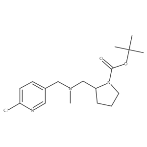tert-Butyl 2-((((6-chloropyridin-3-yl)methyl)(methyl)amino)methyl)pyrrolidine-1-carboxylate Structure