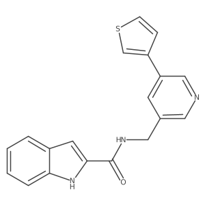 N-((5-(thiophen-3-yl)pyridin-3-yl)methyl)-1H-indole-2-carboxamide结构式