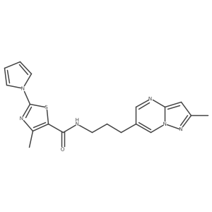 4-methyl-N-(3-(2-methylpyrazolo[1,5-a]pyrimidin-6-yl)propyl)-2-(1H-pyrrol-1-yl)thiazole-5-carboxamide结构式