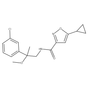 N-(2-(3-chlorophenyl)-2-methoxypropyl)-5-cyclopropylisoxazole-3-carboxamide结构式