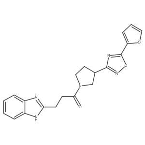 3-(1H-benzo[d]imidazol-2-yl)-1-(3-(5-(furan-2-yl)-1,2,4-oxadiazol-3-yl)pyrrolidin-1-yl)propan-1-one结构式