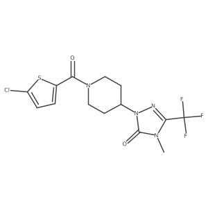1-(1-(5-chlorothiophene-2-carbonyl)piperidin-4-yl)-4-methyl-3-(trifluoromethyl)-1H-1,2,4-triazol-5(4H)-one结构式