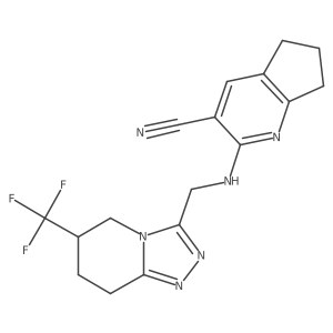 2-({[6-(trifluoromethyl)-5H,6H,7H,8H-[1,2,4]triazolo[4,3-a]pyridin-3-yl]methyl}amino)-5H,6H,7H-cyclopenta[b]pyridine-3-carbonitrile Structure