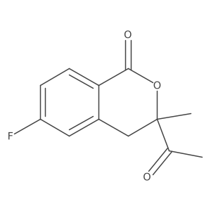3-acetyl-6-fluoro-3-methyl-3,4-dihydro-1H-2-benzopyran-1-one结构式