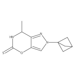 2-{bicyclo[1.1.1]pentan-1-yl}-7-methyl-2H,5H,6H,7H-pyrazolo[3,4-e][1,3]oxazine-5-thione结构式