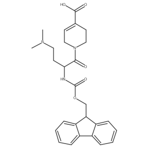 1-[4-(dimethylamino)-2-({[(9H-fluoren-9-yl)methoxy]carbonyl}amino)butanoyl]-1,2,3,6-tetrahydropyridine-4-carboxylic acid结构式