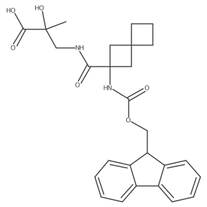 3-{[2-({[(9H-fluoren-9-yl)methoxy]carbonyl}amino)spiro[3.3]heptan-2-yl]formamido}-2-hydroxy-2-methylpropanoic acid结构式