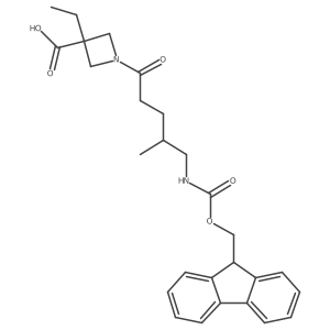 3-ethyl-1-[5-({[(9H-fluoren-9-yl)methoxy]carbonyl}amino)-4-methylpentanoyl]azetidine-3-carboxylic acid结构式