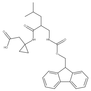 2-(1-{2-[({[(9H-fluoren-9-yl)methoxy]carbonyl}amino)methyl]-4-methylpentanamido}cyclopropyl)acetic acid Structure
