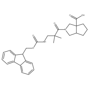 rac-(3aR,6aR)-2-[3-({[(9H-fluoren-9-yl)methoxy]carbonyl}amino)-2,2-dimethylpropanoyl]-octahydrocyclopenta[c]pyrrole-3a-carboxylic acid结构式