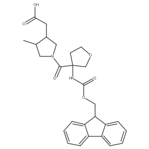 rac-2-[(3R,4R)-1-[3-({[(9H-fluoren-9-yl)methoxy]carbonyl}amino)oxolane-3-carbonyl]-4-methylpyrrolidin-3-yl]acetic acid结构式