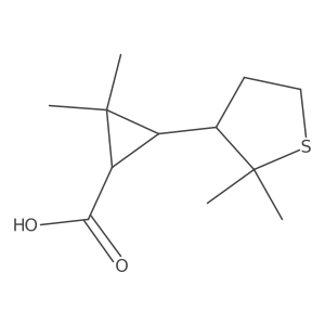 rac-(1R,3S)-3-(2,2-dimethylthiolan-3-yl)-2,2-dimethylcyclopropane-1-carboxylic acid结构式