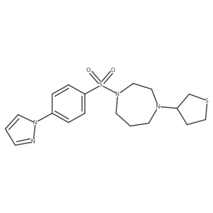 1-((4-(1H-pyrazol-1-yl)phenyl)sulfonyl)-4-(tetrahydrothiophen-3-yl)-1,4-diazepane Structure