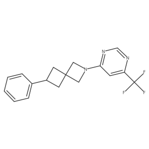 6-Phenyl-2-[6-(trifluoromethyl)pyrimidin-4-yl]-2-azaspiro[3.3]heptane结构式