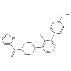 5-fluoro-4-(4-methoxyphenyl)-6-[4-(1H-pyrazole-3-carbonyl)piperazin-1-yl]pyrimidine Structure
