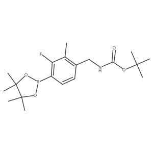 tert-Butyl (3-fluoro-2-methyl-4-(4,4,5,5-tetramethyl-1,3,2-dioxaborolan-2-yl)benzyl)carbamate结构式