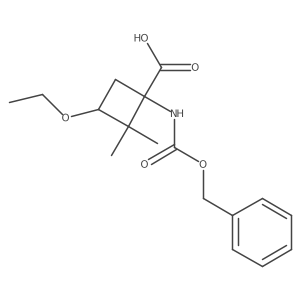 rac-(1R,3S)-1-{[(benzyloxy)carbonyl]amino}-3-ethoxy-2,2-dimethylcyclobutane-1-carboxylic acid Structure