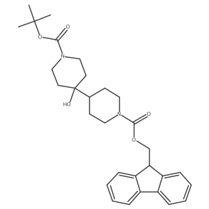 1-tert-butyl 1'-(9H-fluoren-9-yl)methyl 4-hydroxy-[4,4'-bipiperidine]-1,1'-dicarboxylate Structure