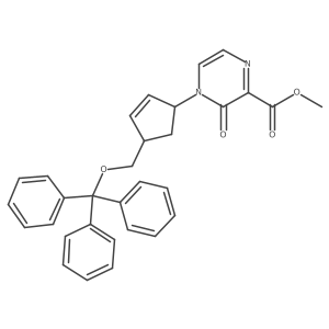 Methyl 3-oxo-4-{4-[(trityloxy)methyl]-2-cyclopenten-1-yl}-3,4-dihydro-2-pyrazinecarboxylate Structure