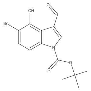 1,1-Dimethylethyl 5-bromo-3-formyl-4-hydroxy-1H-indole-1-carboxylate结构式