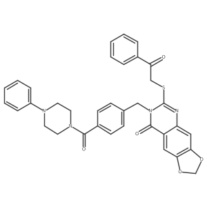 6-((2-oxo-2-phenylethyl)thio)-7-(4-(4-phenylpiperazine-1-carbonyl)benzyl)-[1,3]dioxolo[4,5-g]quinazolin-8(7H)-one结构式