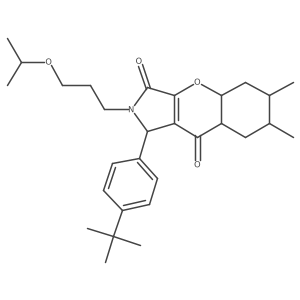 1-(4-tert-butylphenyl)-6,7-dimethyl-2-(3-propan-2-yloxypropyl)-4a,5,6,7,8,8a-hexahydro-1H-chromeno[2,3-c]pyrrole-3,9-dione结构式