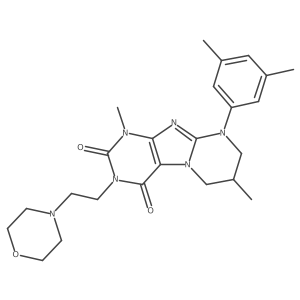 9-(3,5-dimethylphenyl)-1,7-dimethyl-3-(2-morpholinoethyl)-6,7,8,9-tetrahydropyrimido[2,1-f]purine-2,4(1H,3H)-dione结构式