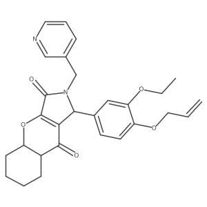 1-(3-ethoxy-4-prop-2-enoxyphenyl)-2-(pyridin-3-ylmethyl)-4a,5,6,7,8,8a-hexahydro-1H-chromeno[2,3-c]pyrrole-3,9-dione结构式