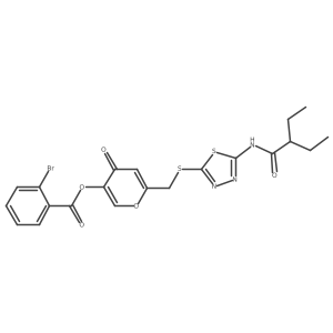 6-(((5-(2-ethylbutanamido)-1,3,4-thiadiazol-2-yl)thio)methyl)-4-oxo-4H-pyran-3-yl 2-bromobenzoate结构式