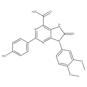 9-(3,4-dimethoxyphenyl)-2-(4-hydroxyphenyl)-8-oxo-8,9-dihydro-7H-purine-6-carboxamide结构式