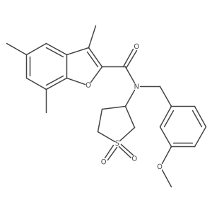 N-(1,1-dioxidotetrahydrothiophen-3-yl)-N-(3-methoxybenzyl)-3,5,7-trimethyl-1-benzofuran-2-carboxamide结构式