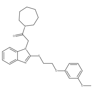 1-(azepan-1-yl)-2-(2-((2-(3-methoxyphenoxy)ethyl)thio)-1H-benzo[d]imidazol-1-yl)ethanone结构式