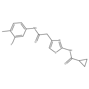 N-(4-{[(3-fluoro-4-methylphenyl)carbamoyl]methyl}-1,3-thiazol-2-yl)cyclopropanecarboxamide结构式