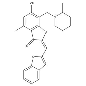 (2Z)-2-(1-benzofuran-2-ylmethylidene)-6-hydroxy-4-methyl-7-[(2-methylpiperidin-1-yl)methyl]-1-benzofuran-3(2H)-one结构式