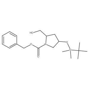 (2S,4R)-1-Benzyloxycarbonyl-2-hydroxymethyl-4-t-butyldimethylsilyloxypyrrolidine结构式